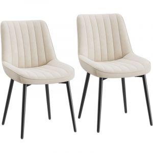 COLAMY – Lot de 2 chaises design : élégance, confort et qualité pour sublimer votre salle à manger-beige