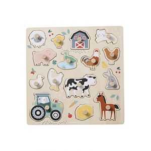 Image de Vertbaudet Puzzle Boutons Lovely Farm en Bois Beige TU