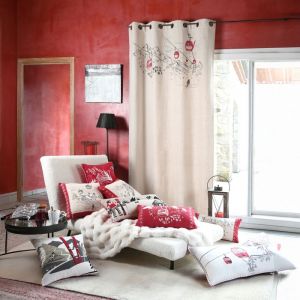 LOVELY CASA Rideau à oeillets style montagnard Ecru 140x260 cm