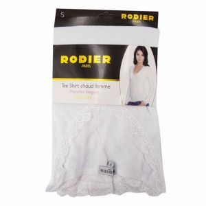 Rodier Tee Shirt Chaud Manches Longues Col V Dentelle Coton Kalou Femme