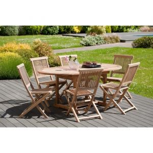 Image de M&S Ensemble table ovale 120*180/90 cm + 3 lots de 2 chaises