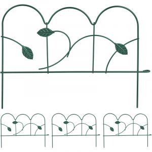 Relaxdays Bordure de Jardin, Lot de 4 éléments, métal, H x L : 28x38,5 cm chacun, extérieur, à Planter dans Le Sol, Vert