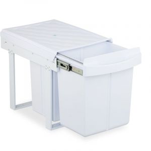 Relaxdays Poubelle encastrable pour la Cuisine, 3 bacs, 20 litres et 10 litres, HLP : 41,3 x 34 x 51,8 cm, Blanche