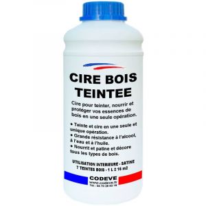 Cod&egrave;ve Bois - Cire Bois Teintee - 1 l - Codeve Bois - Ch&ecirc;ne clair - Pour L'entretien De Tous Vos Types De Bois Massif, Stratifi&eacute;, Lamell&eacute; Ou Coll&eacute;.