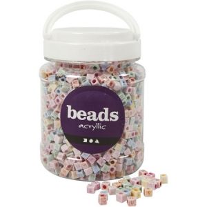 Creotime Perles Lettres - 6 x 6 mm - Environ 2300 pcs