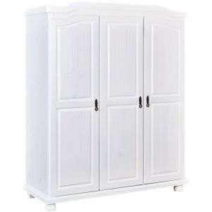 Pegane Armoire blanc avec 3 portes, Dim : L150 x H180 x P56 cm -