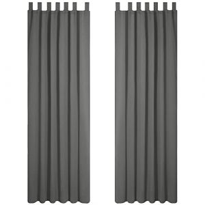 Lot de 2 Rideaux Occultant Isolant Thermiques Salon &agrave; Pattes, Taille Moyenne, 140x290 cm, Gris Clair - Gris Clair - Deconovo