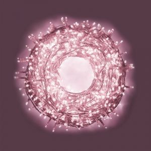 Wisdom - Chaine a' cordes Luccika Home se'rie 5 m de 100 guirlandes lumineuses pour sapin de Noel a' led rose 31V cable transparent avec 8 jeux de