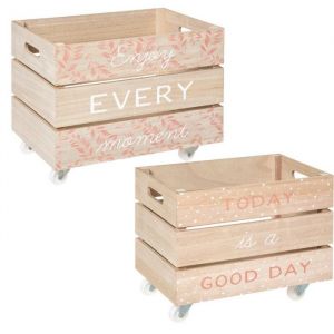 Atmosphera Kids Lot de 2 caisses cagette xl déco Atmosphera - Cagette Rose - Cagette Rose
