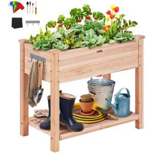 VEVOR Jardinière Surélevée Lit de Jardin Potager en Bois de Sapin 86x46x76 cm