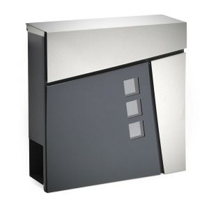 Boite aux lettres design murale compartiment journal acier inoxydable anthracite 16_0000099