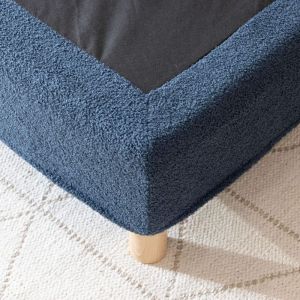 Terre de Nuit Cache-sommier bouclette int&eacute;gral bleu marine 140x190 - Boucletta