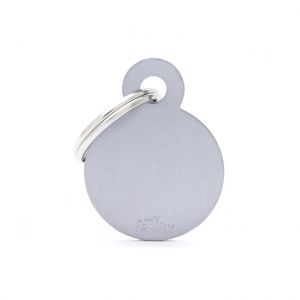 Myfamily Médaille basic petit cercle pour chien en aluminium gris