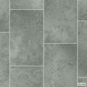 Décoweb Sol PVC - Vinyle Style - Imitation Carrelage gris (2x6m = 12m²)