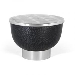 Table basse ronde en aluminium gris foncé