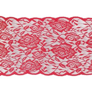 Ruedelafete Ruban de table Dentelle motif Rose 17cmx5m, Rouge