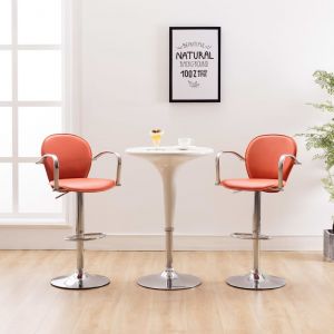 Image de VidaXL Tabourets de bar avec accoudoir 2 pcs Orange Similicuir