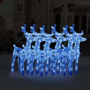 VidaXL Rennes de Noël 6 pcs 240 LED Bleu Acrylique