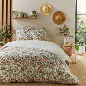 Parure de lit 3 pi&egrave;ces Adulte 2 personnes en coton 57 fils imprim&eacute; multico Set de Housse de couette 260x240cm +2 Taies d'oreiller 63x63 cm avec
