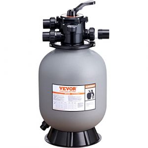 VEVOR 25023BX 40,6 cm, débit jusqu'à 35 GPM, système de Sable au-Dessus de Piscine creusée avec Valve Multi-Ports à 7 Voies, Filtre, Lavage à Contre-Courant, rinçage, recirculation, déchets, Hiver,
