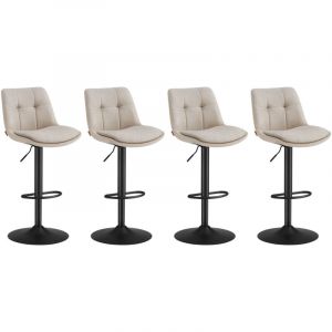 Tabourets de bar lot de 4 hauteur réglable siège pivotant blanc crème