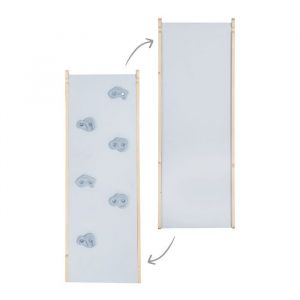 Roba Planche De Glisse 2en1 En Bois Pour Triangle D'escalade - Toboggan Enfant Et Mur D'escalade - Gris Clair