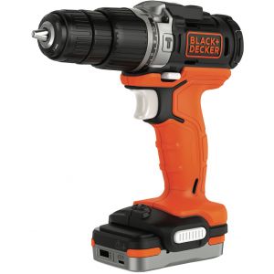 Image de Black & Decker BDCHD12S1-QW Perceuse à percussion sans fil - 12 V - 1,5 Ah - 1 batterie - Chargeur inclus - Livrée en sac de rangement