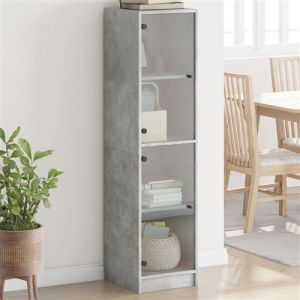 VidaXL Buffet Avec Portes En Verre Gris Béton 35x37x142 Cm