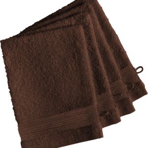 Lot de 4 gants de toilette coton 600 gm² Chocolat TERTIO