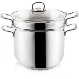 Orion Marmite &agrave; p&acirc;tes en acier avec couvercle en verre ANETT 6 l 3 pcs.