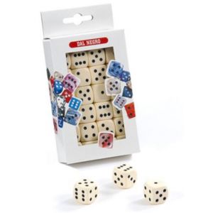 Dal Negro jeu de dés 1,8 cm blanc/noir 24 pièces
