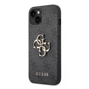 Guess GUHCP14S4GMGGR Coque de Protection avec Logo doré Compatible avec iPhone 14 et 13 Gris