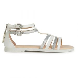 Geox J Sandal Karly Girl, Blanc Lt Silver, 32 EU
