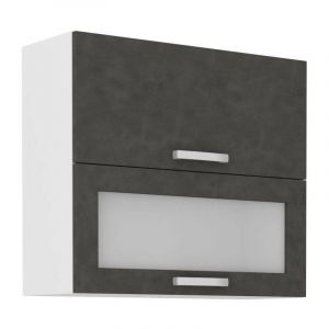 Image de No Name Meuble haut 2 portes basculantes - L 80 x P 31,6 x H 72 - Gris mat - LASSEN