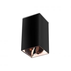 V-TAC Spot led Montage en Surface Carr&eacute; GU10 Corps Noir R&eacute;flecteur Or Rose