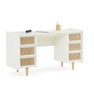Bureau double caisson 6 tiroirs, Taga Blanc C é Taille Taille Unique