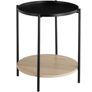 TecTake Table d’appoint ronde SUNDERLAND table basse bout de canapé style industriel bois MDF - marron clair