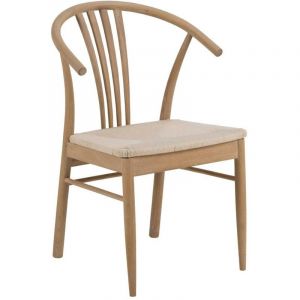 Emob Chaises de salle &agrave; manger Lalie - Ch&ecirc;ne blanc huil&eacute; - Scandinave - Moderne - Beige - Lot de 2