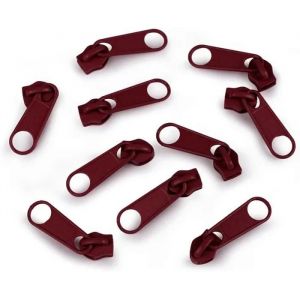 Cyclingcolors 10x Curseur N°5 Non Verrouillable Pour Fermeture Éclair À Glissière Spirale Zipper Tirette Métal Idéal Jupe Vêtement, Bordeaux