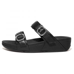 Image de FitFlop Femme Claquettes réglables en Cuir Lulu Sandale Glissante, Tout Noir, 37 EU