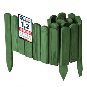 Garronda cl&ocirc;ture de Jardin en Bois Bordure Jardin Cloture Jardin Exterieur, Palissade Bordurette Longueur: 100 cm GD-0148 (Vert Fonc&eacute;, Hauteur : 20