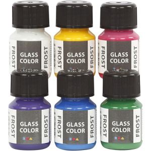Creotime Lot de peinture pour verre et porcelaine Glass Color - Effet givré - 6 x 35 ml
