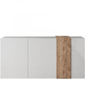 Image de Azan - Buffet 3 portes bois et blanc