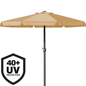 Image de Deuba Parasol XXL 350cm beige - Manivelle - Protection UV - Ombrage soleil chaleur