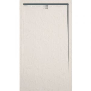 Stano Receveur de douche 90x140 cm extra plat arco en r&eacute;sine surface ardois&eacute;e beige Grille beige