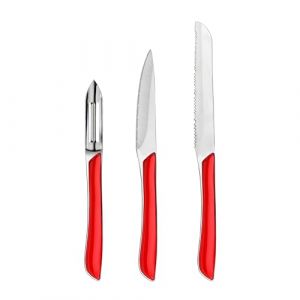 Amefa Eclat - Set 3 couteaux Rouge : Office, Éplucheur, Petits-légumes