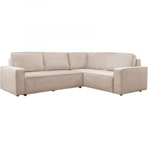 KARLOS - Canapé d'angle convertible en tissu beige - Angle droit