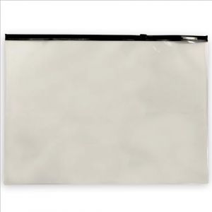 ACROPAQ Pochettes à fermeture éclair transparentes - 5x Pochettes à fermeture éclair transparentes A4 avec des zips noirs audacieux - PVC, épaisseur de 0,2 mm, comprend des inserts de couleur A5