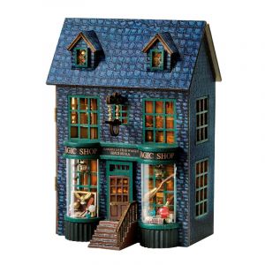 Dam Magasin de magie. Maquette 3d avec un design de panneau de porte ouverte.