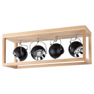 home24 Spot-Light 5224474L - Plafonnier LED ROY 4xGU10/5W/230V chêne mat